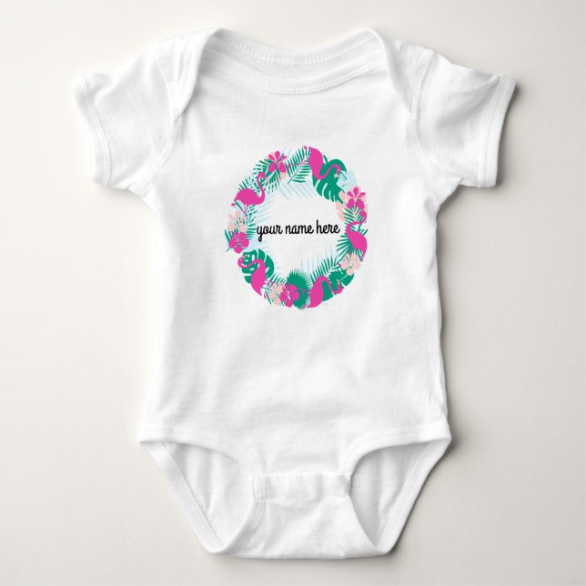 Personalised Flamingo Baby Bodysuit (Front)
