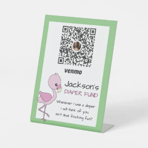 Personalised Flamingo Baby Boy Shower Ideas Pedestal Sign