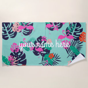 Personalised Flamingo Beach Towel