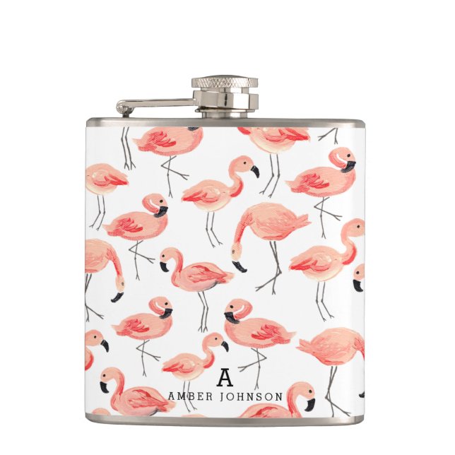 Personalised Flamingo Hip Flask (Front)