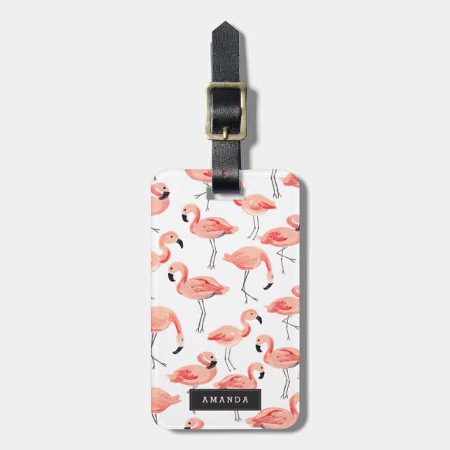 Personalised | Flamingo Party Luggage Tag (Front Vertical)