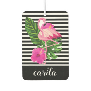 Personalised Flamingo Striped Air Freshener
