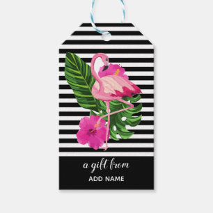 Personalised Flamingo Striped Gift Tag