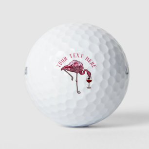 Personalised Flamingo Wine Drinker Novelty Golf Balls