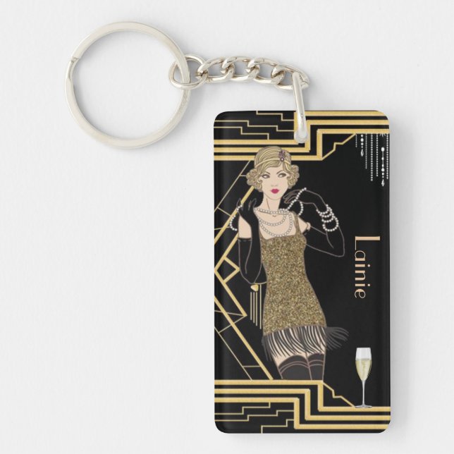 personalised flapper girl keychain (Front)