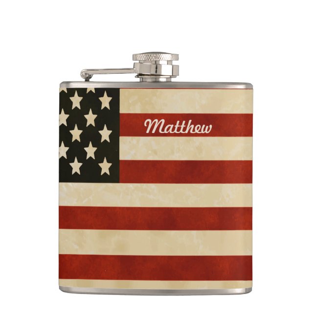 Personalised Flask American Vintage Flag (Front)