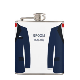 Personalised Flask Gay Wedding Gift For Groom Blue