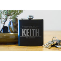 Personalised Flask - Groomsmen Gifts Name and Date