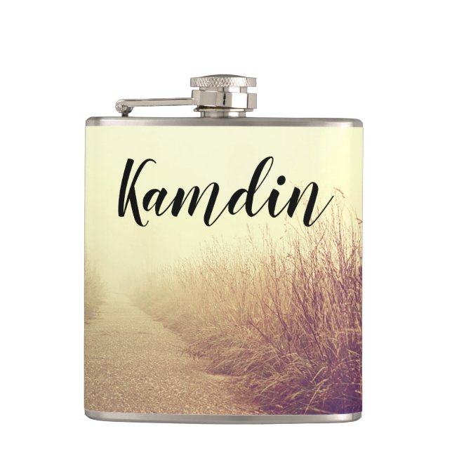Personalised Flask Sunrise Pathway Walkway Path Si (Front)