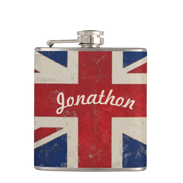 Personalised Flask UK Vintage Flag (Front)