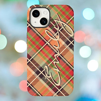 Personalised Flat Chequered Plaid Case-Mate iPhone 14 Case