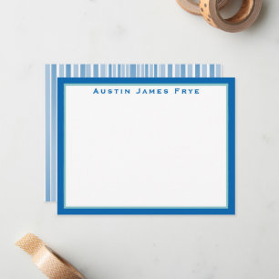 Personalised Flat Note Cards Stationery for Men