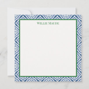 Personalised Flat Notecard   Blue & White Border 