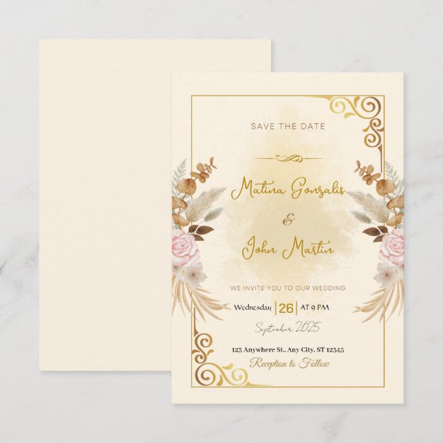 Personalised Flat Save The Date Card (Front/Back)