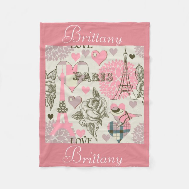 Personalised Fleece Blanket/Paris (Front)