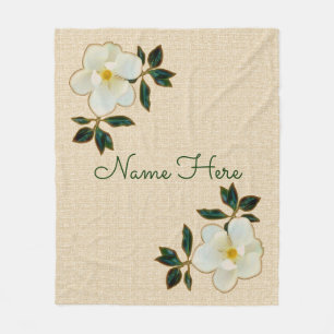 Personalised Fleece Blankets with Magnolias