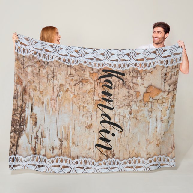 Personalised Fleece Throw country barn wood lace t (In Situ)