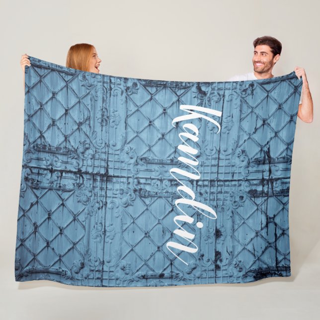 Personalised Fleece Throw Rustic Tin Panel Ceiling (In Situ)