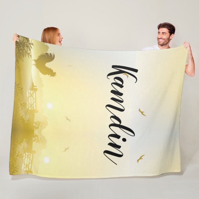 Personalised Fleece Throw Sunny Morning Farm Count Blanket (In Situ)