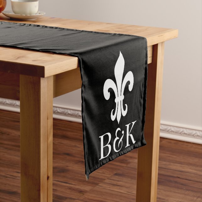 Personalised fleur de lis table runner for wedding (In Situ)