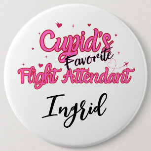Personalised Flight Attendant Valentines Button