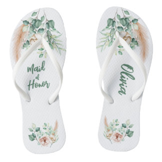 Personalised Flip Flop, Eucalyptus themed Jandals