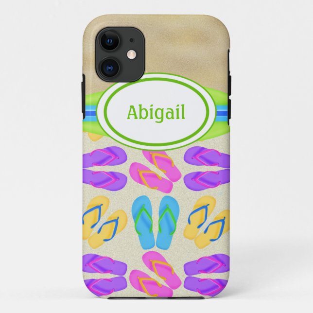 Personalised Flip Flops and Beach iPhone 5 Case (Back)