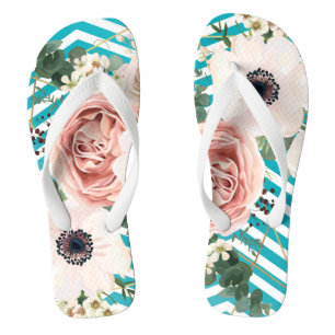 Personalised Flipflop Sandals Geometric Rose Chevn