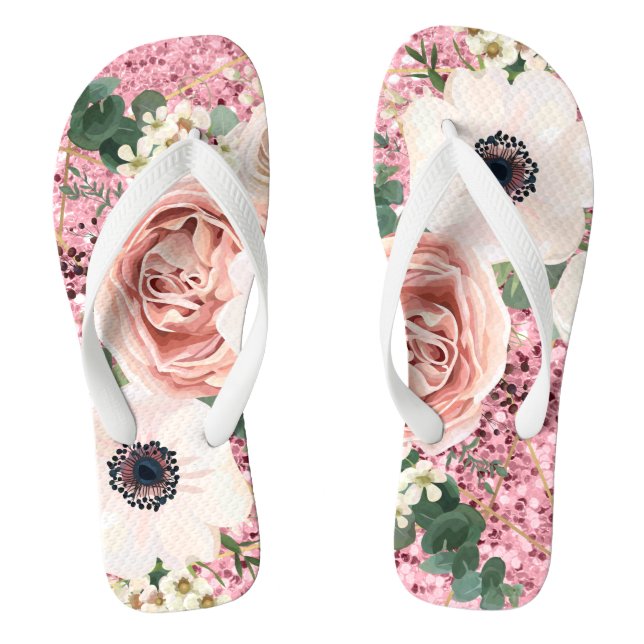 Personalised Flipflop Sandals Geometric Rose Gold (Footbed)