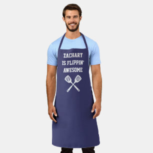 Personalised Flippin Awesome Spatula Navy Blue Apron