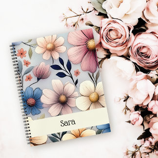 Personalised Floral 8.5x11 College Ruled Notebook