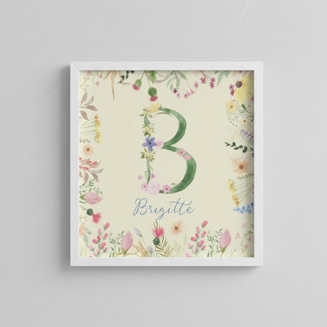 Personalised Floral Alphabet Initial Nursery  Poster (Creator Uploaded)