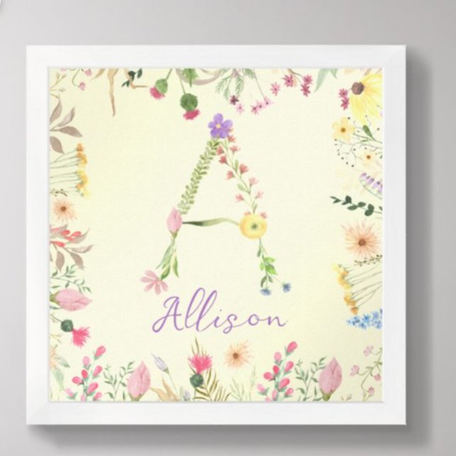 Personalised Floral Alphabet Initial Nursery Print (Creator Uploaded)