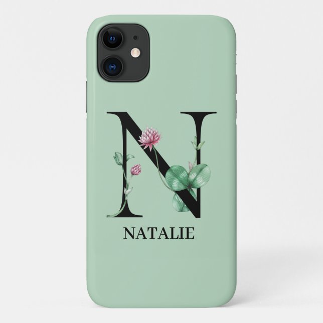 Personalised Floral Alphabet N Monogram  Case-Mate iPhone Case (Back)