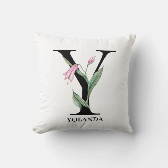Personalised Floral Alphabet Y Monogram  Cushion (Front)