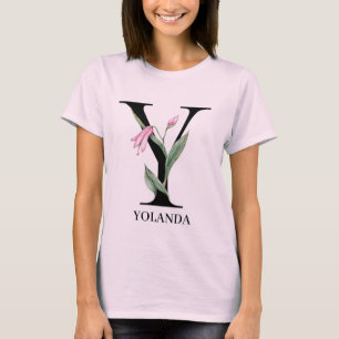 Personalised Floral Alphabet Y Monogram T-Shirt