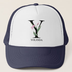 Personalised Floral Alphabet Y Monogram Trucker Hat