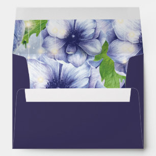 Personalised Floral Anemone Purple Wedding Envelope