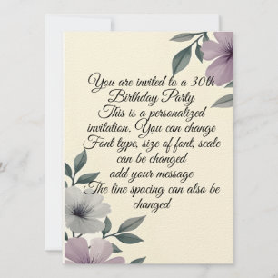 Personalised Floral Anything Invitation
