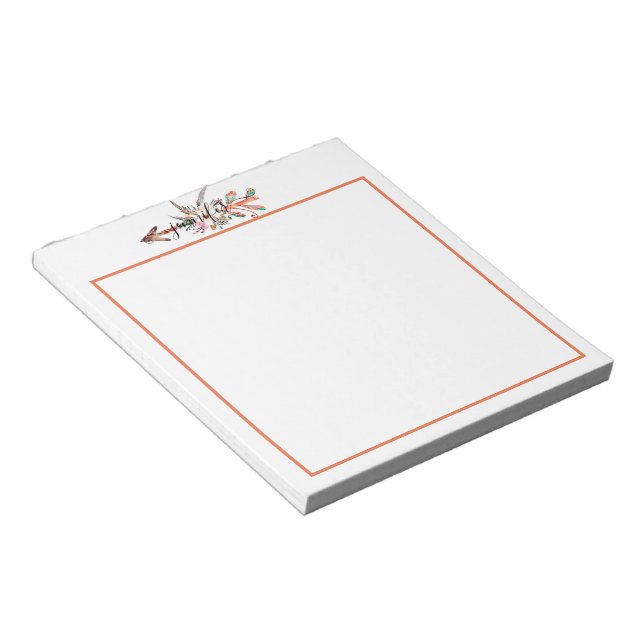 Personalised floral arrow  notepad (Angled)