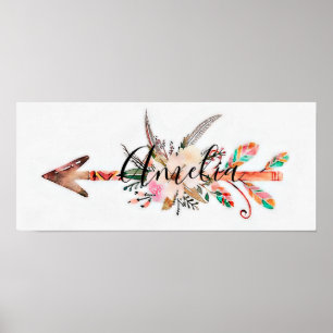 Personalised floral arrow poster