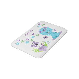 Personalised Floral Baby Dinosaur Bath Mat