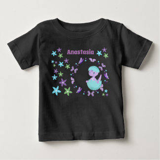 Personalised Floral Baby Dinosaur T-Shirt