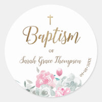 Personalised floral Baby girl gold cross baptism