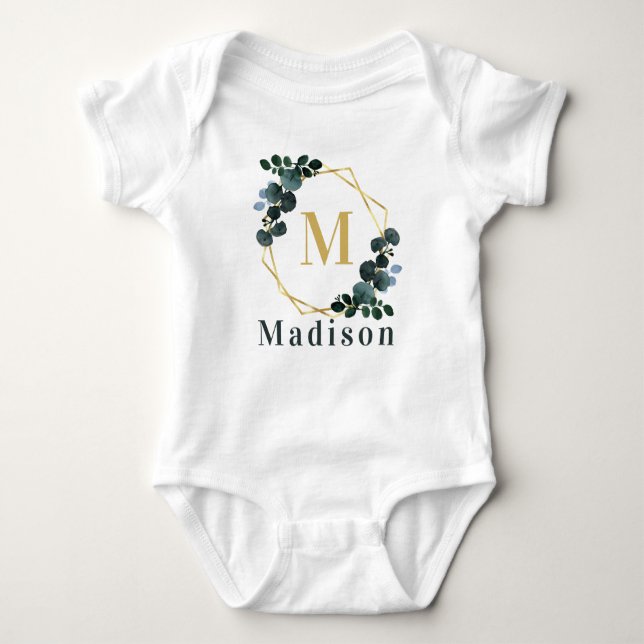 Personalised Floral Baby Girl Name Bodysuit (Front)