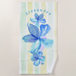 Personalised Floral Beach Towel