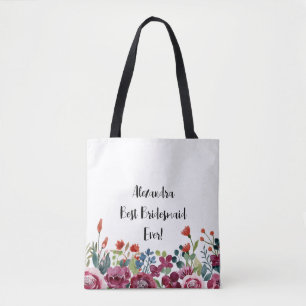 Personalised Floral Best Bridesmaid Ever Tote Bag