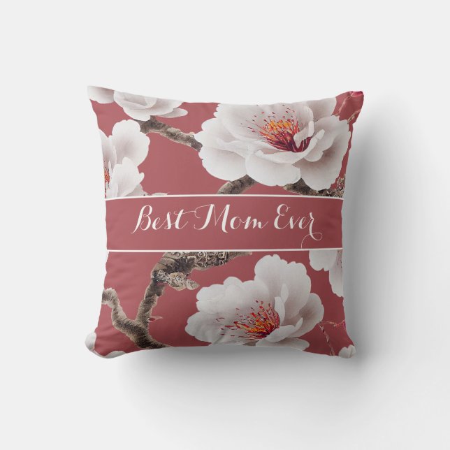 Personalised Floral BEST MOM EVER Mother's Day Cushion (Front)