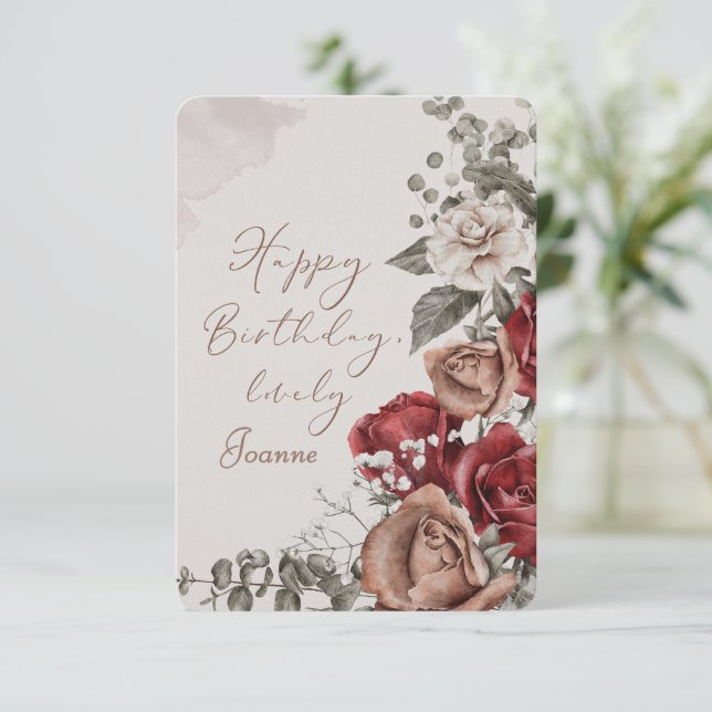 Personalised Floral Birthday Card (Standing Front)