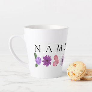 Personalised Floral Birthday Gift add their name Latte Mug